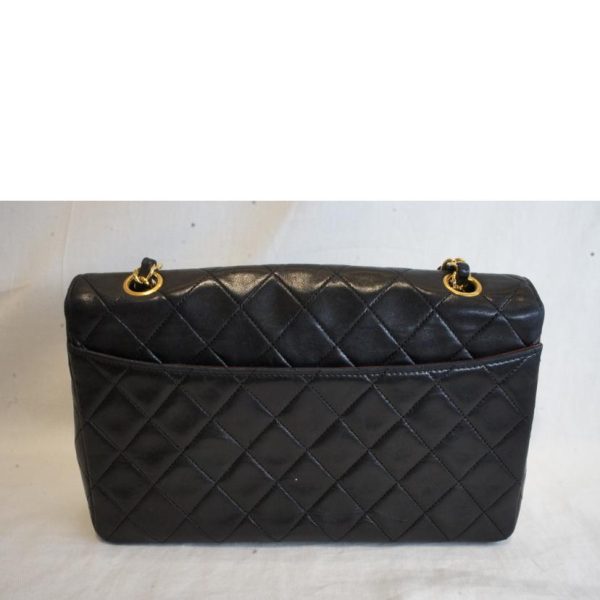 21035 2 Chanel Lambskin Chain Shoulder Bag Black