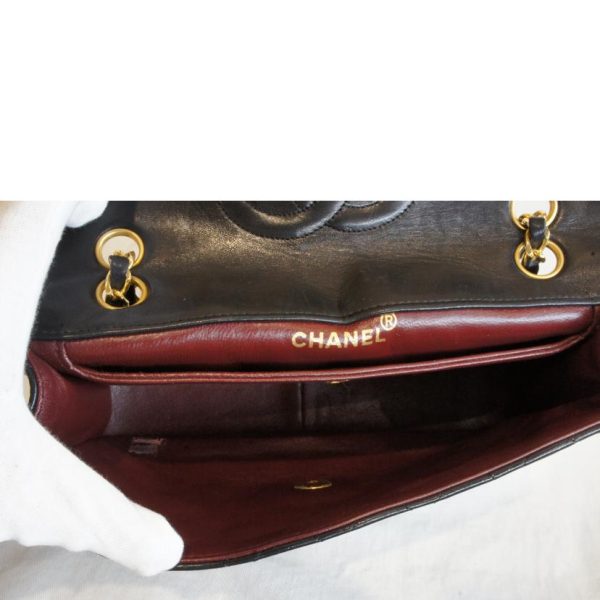 21035 5 Chanel Lambskin Chain Shoulder Bag Black