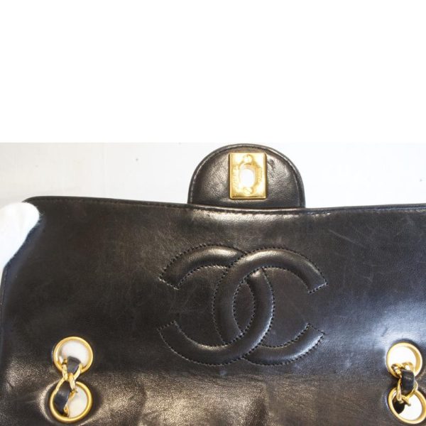 21035 7 Chanel Lambskin Chain Shoulder Bag Black