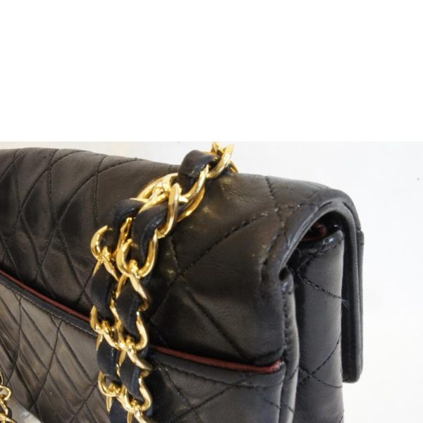 21035 9 Chanel Lambskin Chain Shoulder Bag Black