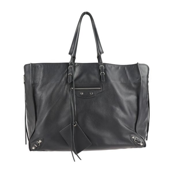 2105073008056 1 Balenciaga Paper A4 Zip Around Leather Tote Bag Black