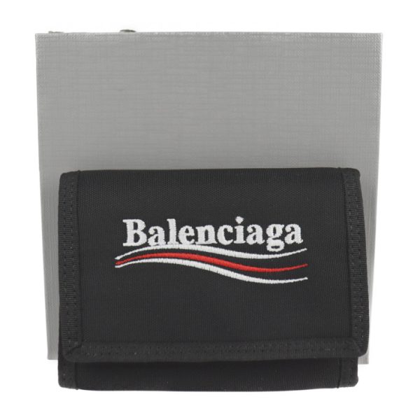 2105123008069 9 Balenciaga Explorer Nylon Tri Fold Wallet Black