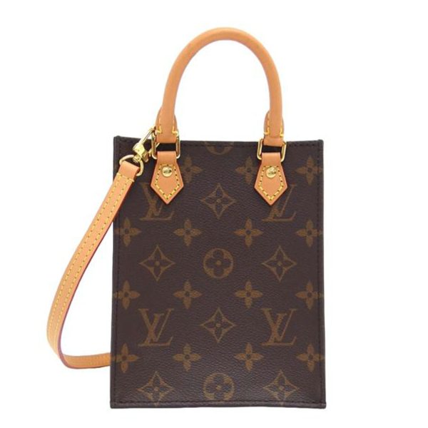 21067 1 Louis Vuitton Petite Sac Plat Monogram Handbag Brown