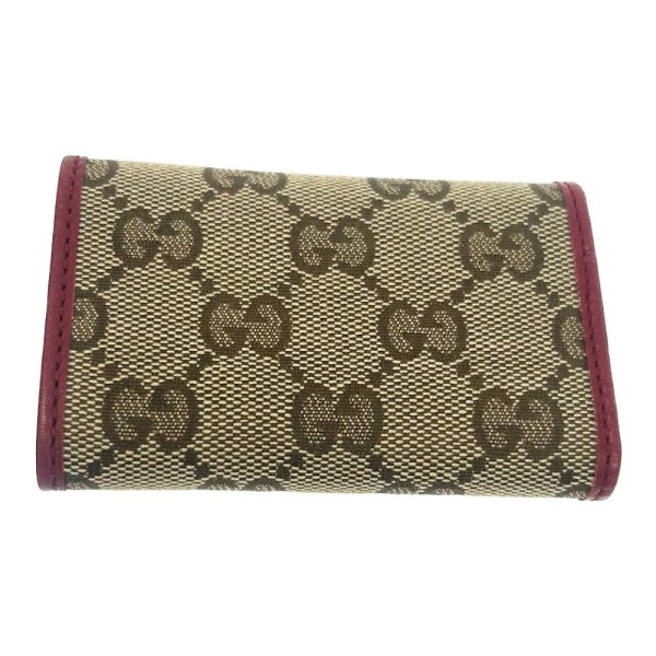 210696 4 Gucci GG Canvas 6 Row Lovely Heart Key Case Beige