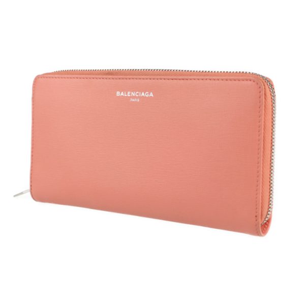 2107043007233 2 Balenciaga Essential Leather Long Wallet Salmon Pink