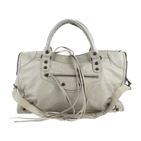 2107103007048 1 Balenciaga The City Leather Handbag Gray