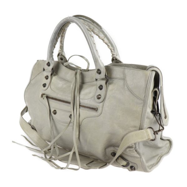 2107103007048 2 Balenciaga The City Leather Handbag Gray