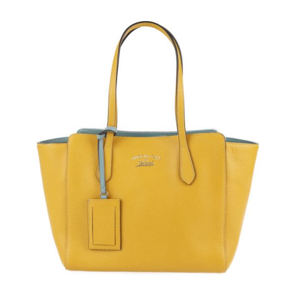 2107113008092 1 GUCCI Swing Tote Bag Leather Yellow Light Blue