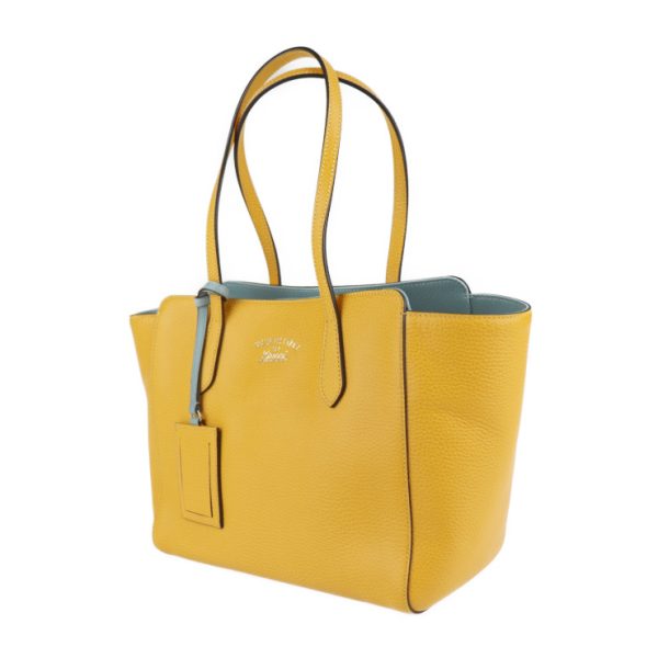 2107113008092 2 GUCCI Swing Tote Bag Leather Yellow Light Blue