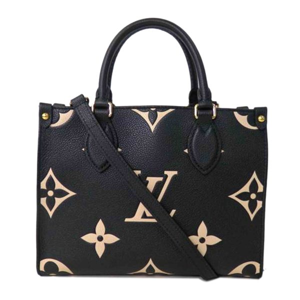 21078 1 Louis Vuitton On the Go PM Monogram Empreinte Bag Black x Beige