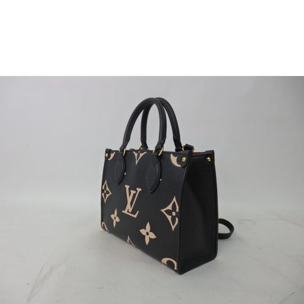 21078 3 Louis Vuitton On the Go PM Monogram Empreinte Bag Black x Beige