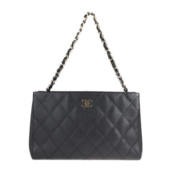 2108033008178 1 Chanel Matelasse Handbag Caviar Skin Black Chain