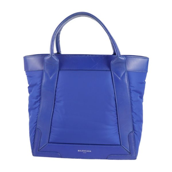 2108093002151 1 Balenciaga Cabas Nylon Leather Tote Bag Blue