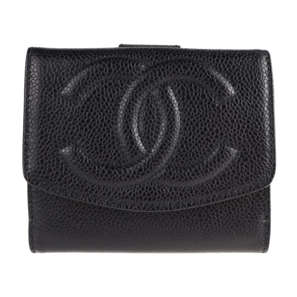 2110033002225 1 Chanel Bifold Wallet Caviar Black Decacoco W Hook