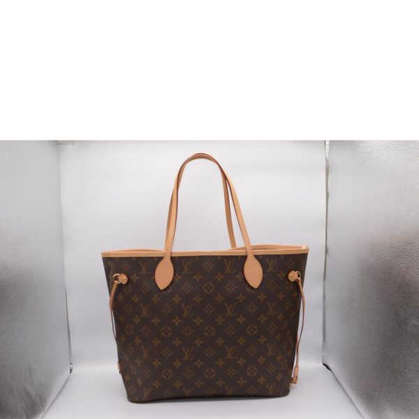 21108 2 Louis Vuitton Neverfull MM New Model Monogram Tote Bag Beige