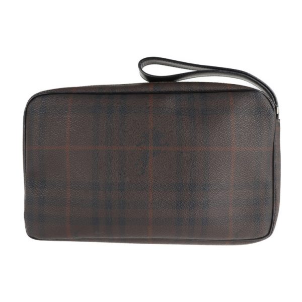 2111033007280 3 Burberry Plaid PVC Leather Wristlet Clutch Bag Dark Brown