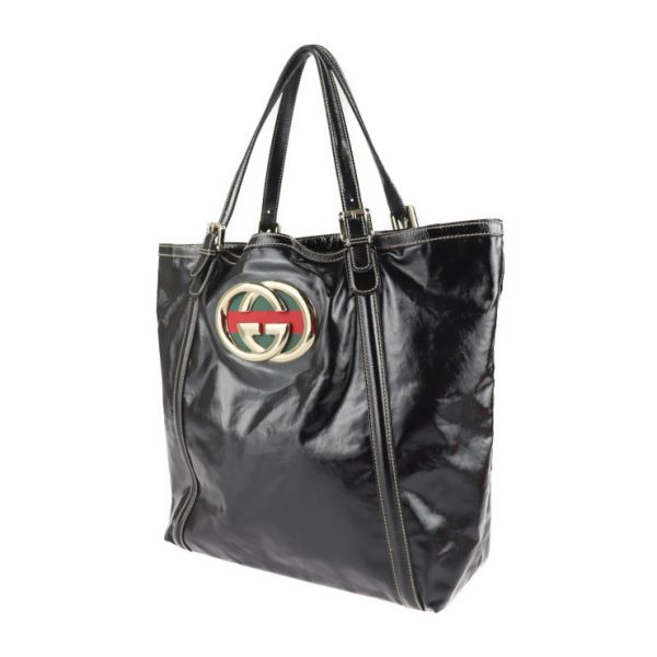 2111113007150 2 GUCCI Large Brit Tote Bag PVC Leather Black