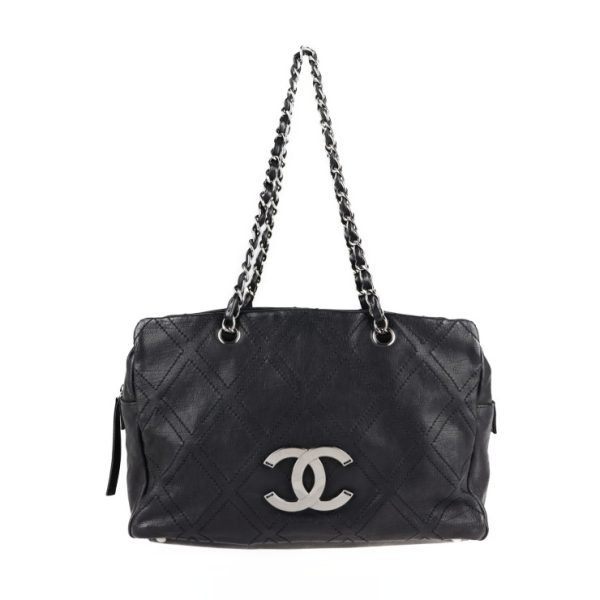 2112023007201 1 Chanel Cocomark Shoulder Bag Leather Black Chain