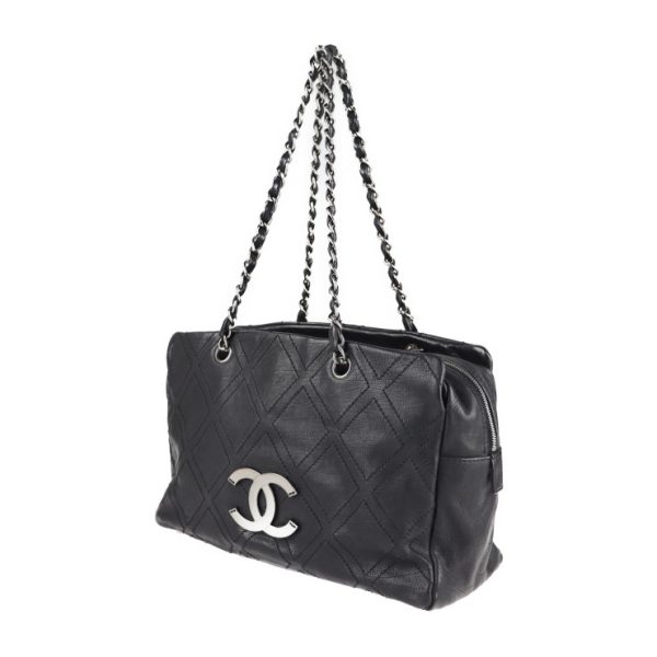 2112023007201 2 Chanel Cocomark Shoulder Bag Leather Black Chain