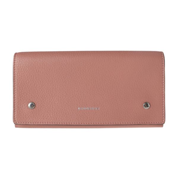 2112023007258 1 Burberry Leather Bifold Wallet Dusty Rose Pink Green