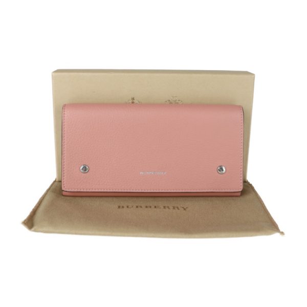 2112023007258 9 Burberry Leather Bifold Wallet Dusty Rose Pink Green