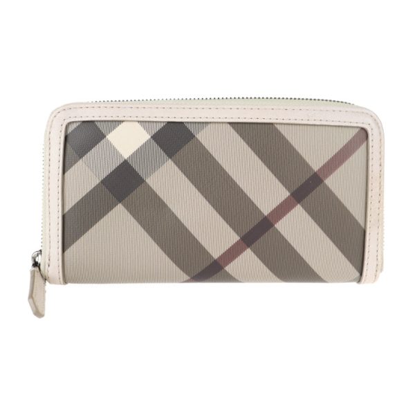 2112023007259 1 Burberry Check PVC Leather Long Wallet Smoked Trench Greige