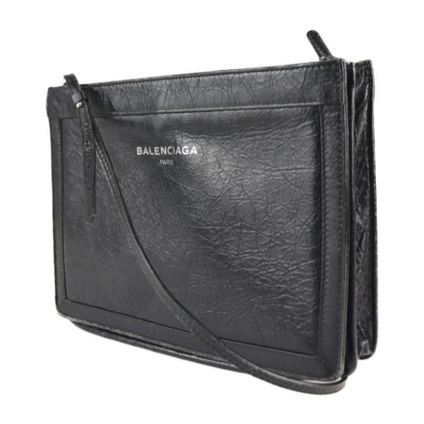 2112083007114 2 Balenciaga Navy Pochette Leather Shoulder Bag Black