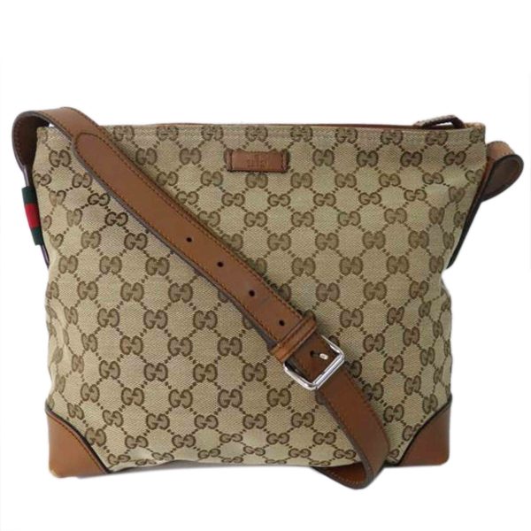 21122 1 Gucci GG Canvas Shoulder Bag Brown