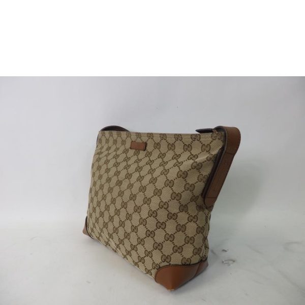 21122 3 Gucci GG Canvas Shoulder Bag Brown