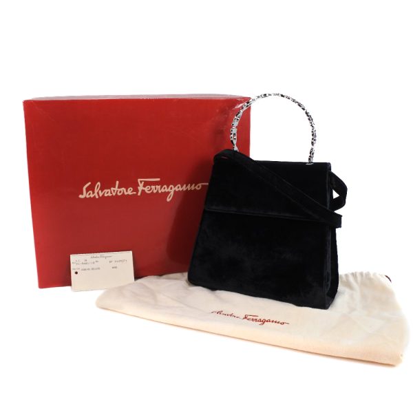 21130102 12 Salvatore Ferragamo 2WAY Gancini velor NERO black