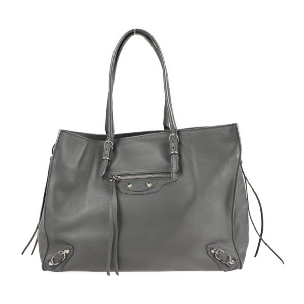 2113103002105 1 Balenciaga Paper B4 Leather Tote Bag Gray