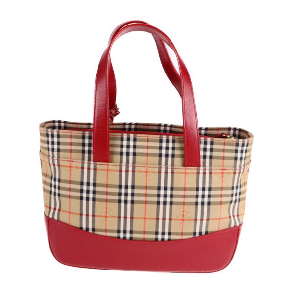 2114043002280 3 Burberry Nova Check Canvas Leather Handbag Beige Red