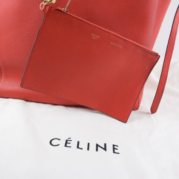 21143095 9 Celine Hippo Phantom Tote Bag with Pouch Calf Red