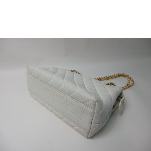 21144 3 Chanel Caviar Skin Chain Shoulder Bag White