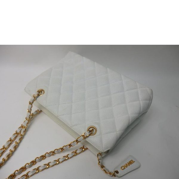 21144 5 Chanel Caviar Skin Chain Shoulder Bag White