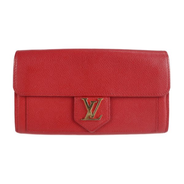 2115043007340 1 Louis Vuitton Lock Me Long Wallet Leather Ruby Red