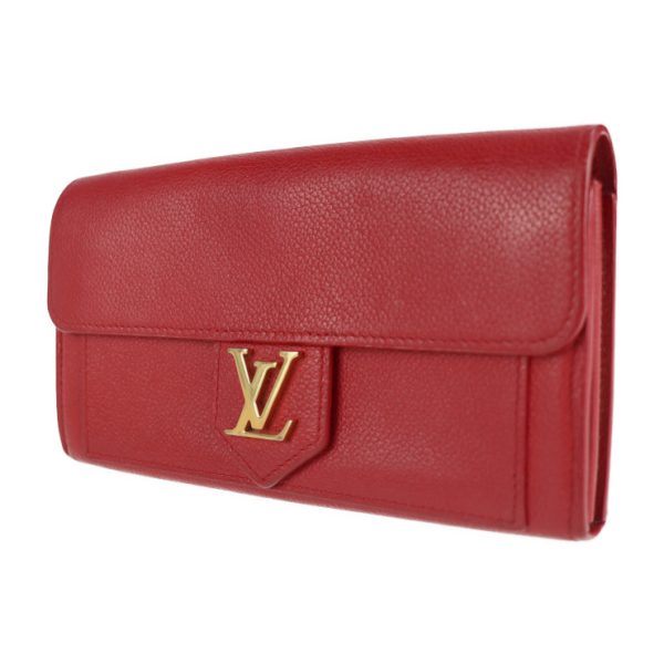 2115043007340 2 Louis Vuitton Lock Me Long Wallet Leather Ruby Red