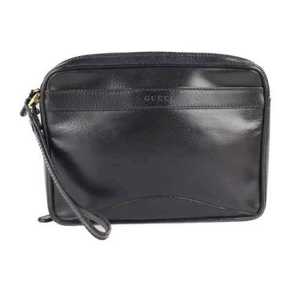 2115073007156 1 Gucci Pouch Bag Leather Black Clutch