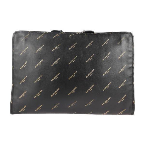 2116093007232 1 Balenciaga Bazar Leather Pouch Black Gold Silver