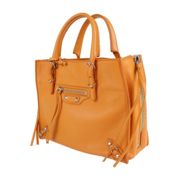 2116123007190 2 Balenciaga Paper Mini Leather Handbag Orange