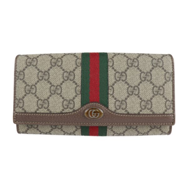 2116123007194 1 GUCCI Chain Wallet PVC Leather Beige Ebony