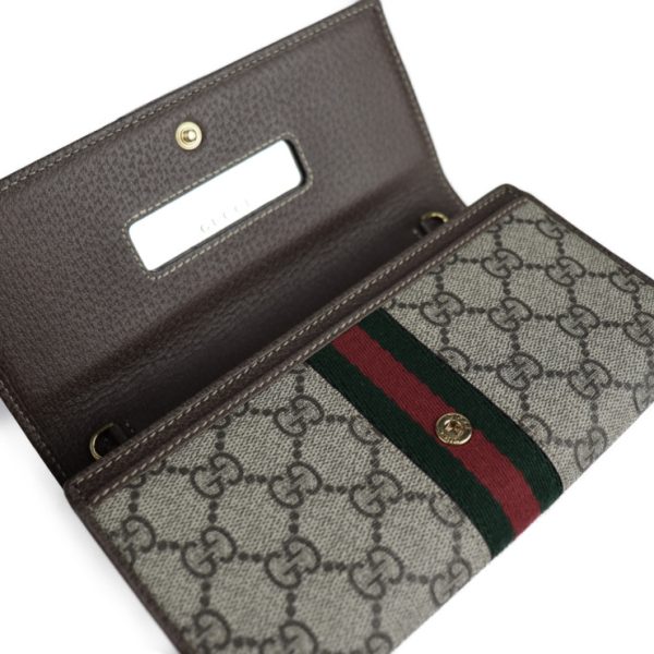 2116123007194 4 GUCCI Chain Wallet PVC Leather Beige Ebony