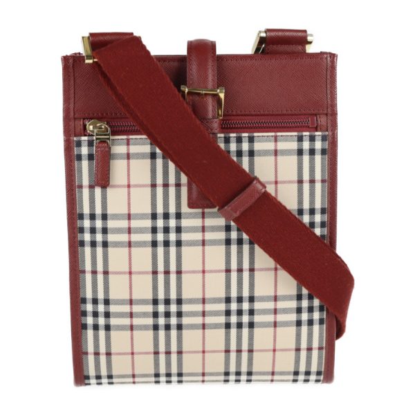 2117033002366 1 Burberry Plaid Canvas Leather Crossbody Bag Beige Bordeaux