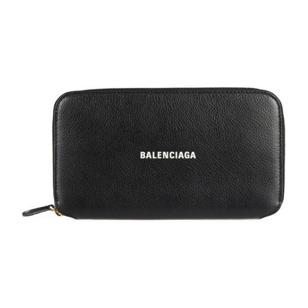 2117053008203 1 Balenciaga Leather Long Wallet Black