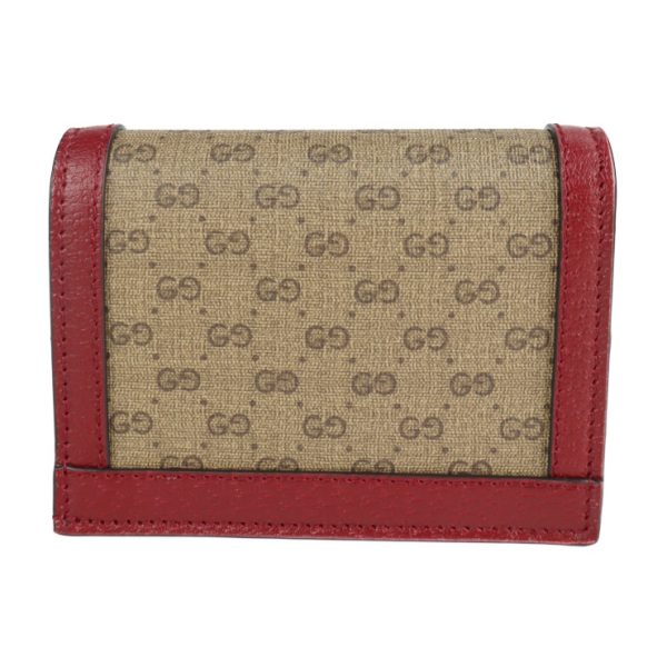 2118113007237 3 GUCCI Doraemon Bifold Wallet GG Supreme Canvas Beige Cherry Red