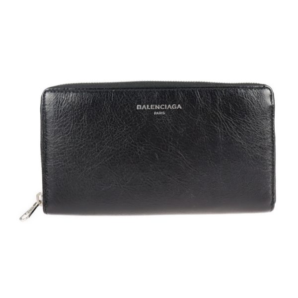 2118113007246 1 Balenciaga Leather Long Wallet Black