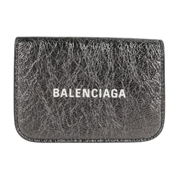 2119053007345 1 Balenciaga Trifold Leather Wallet Gunmetal