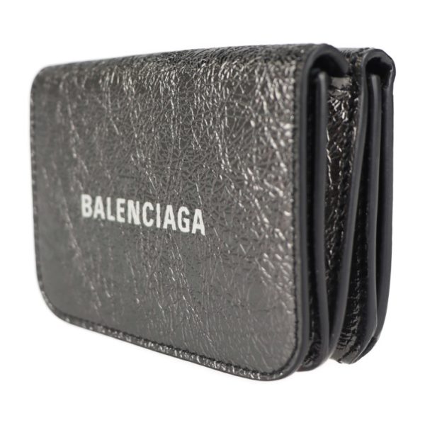 2119053007345 2 Balenciaga Trifold Leather Wallet Gunmetal