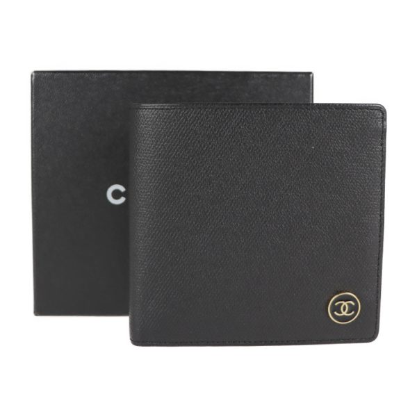 2120013002331 9 Chanel Coco Button Bifold Wallet Caviar Skin Black