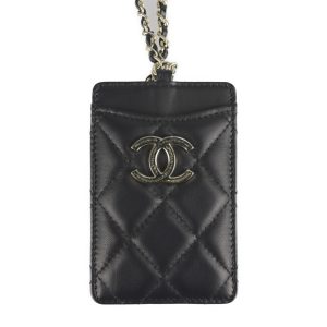 2120123008237 1 CHANEL Chain Shoulder Bag Clover Black Beige